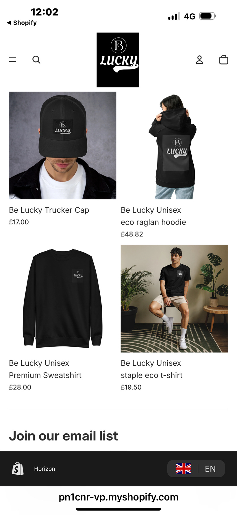 The Be Lucky online store has soft LAUNCHED